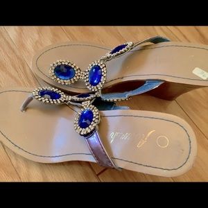 Beautiful blue crystal sandals European size 36
